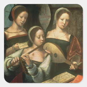 Three Musicians Square Sticker