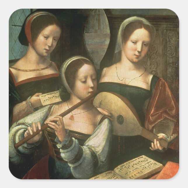 Three Musicians Square Sticker (Front)