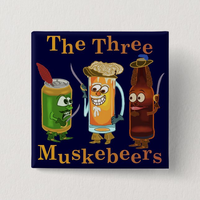 Three Muskebeers Funny Beer Pun 15 Cm Square Badge (Front)