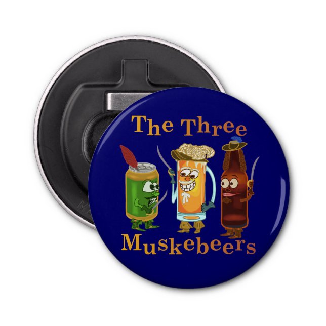 Three Muskebeers Funny Beer Pun Bottle Opener (Front)