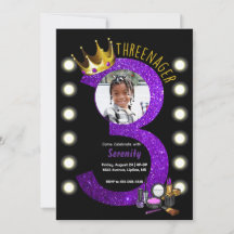 Three-nager MUA Princess Birthday Invitation