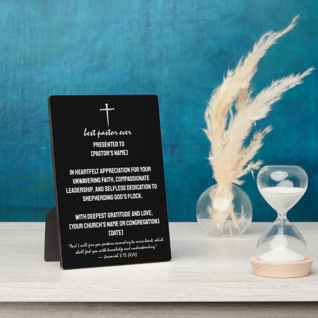 Three Nails Best Pastor Ever Christian Award Plaque (Side)