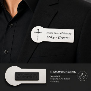 Three Nails Cross Church Greeter Usher Name Tag