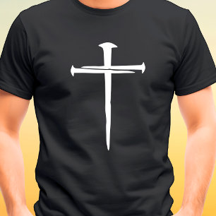 Three Nails Rugged White Cross Christian T-Shirt