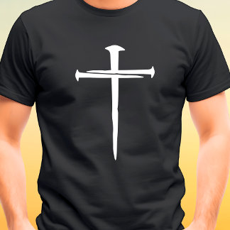 Three Nails Rugged White Cross Christian T-Shirt