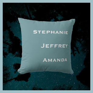 Three Names Powder Blue and White Square Cushion