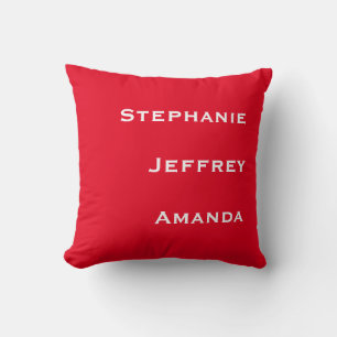 Three Names Red and White Square Cushion