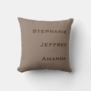 Three Names Tan and Brown Square  Cushion