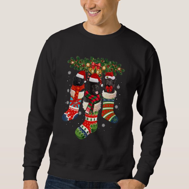 Three Newfoundland In Sock Christmas Santa X Mas D Sweatshirt (Front)
