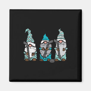 Three Nordic Gnomes Ice Hockey Tomte Nisse Player Magnet