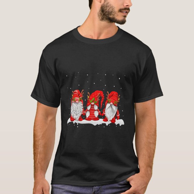 Three Nordic Gnomes Winter Swedish Elves T-Shirt (Front)