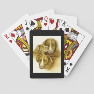 Three Nova Scotia Duck Toll Retrievers Playing Cards