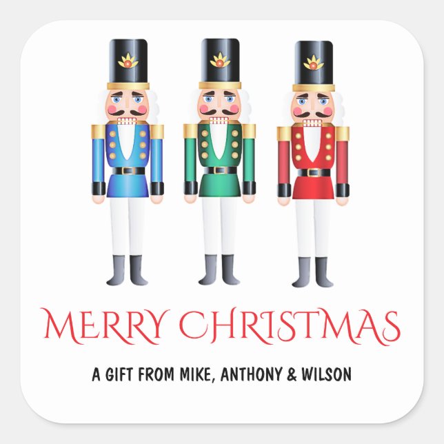 Three Nutcracker Soldiers Christmas Square Sticker (Front)