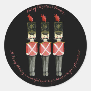Three Nutcrackers Black and Red Classic Round Sticker