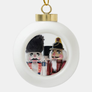 three nutcrackers ceramic ornament