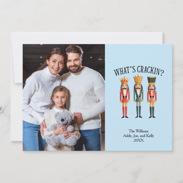 Three Nutcrackers Cute Christmas Photo Holiday Card (Front)