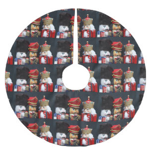 Three nutcrackers on dark background brushed polyester tree skirt