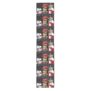 Three nutcrackers on dark background short table runner