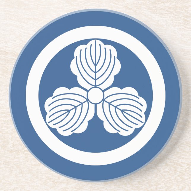 Three oak leaves(1) in circle coaster (Front)