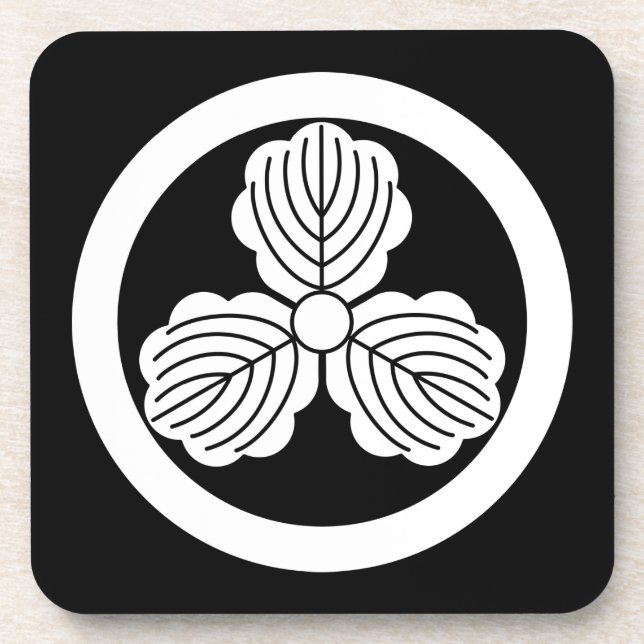 Three oak leaves(1) in circle coaster (Front)