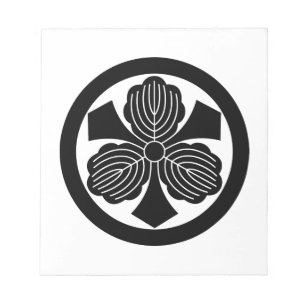 Three oak leaves with swords in circle notepad