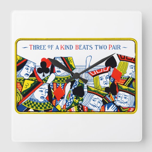 Three of a kind square wall clock (Front)