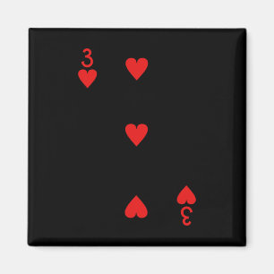 Three Of Hearts Deck Of Cards Playing Cards Hallow Magnet