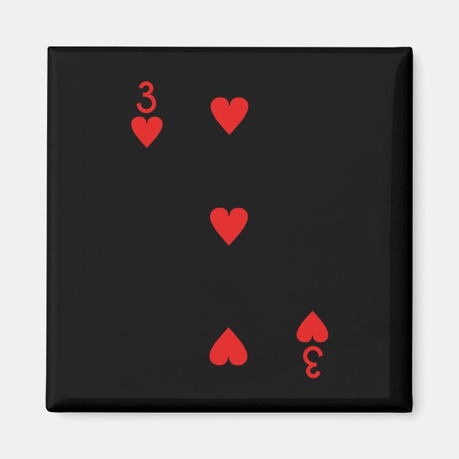 Three Of Hearts Deck Of Cards Playing Cards Hallow Magnet (Front)