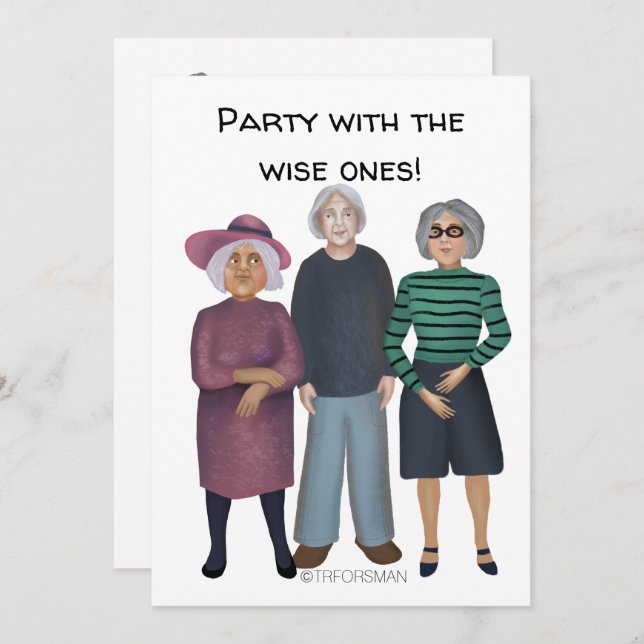 Three older women painted by ©️TRFORSMAN party Invitation (Front/Back)