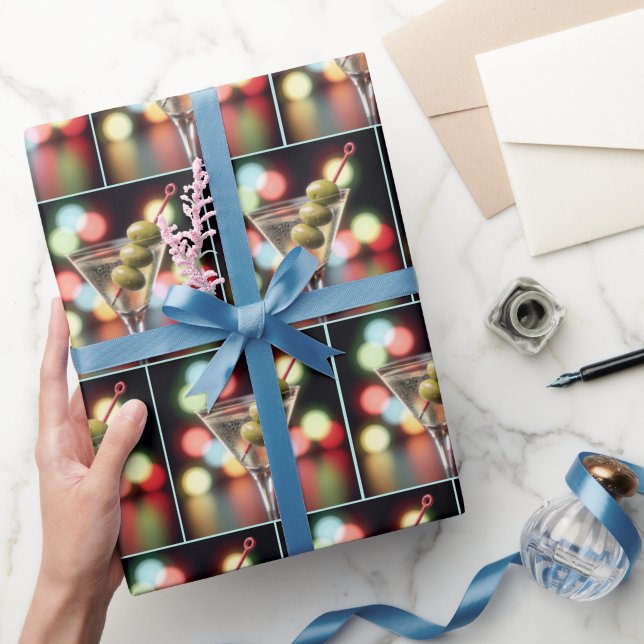 Three Olives In a Martini Glass Wrapping Paper (Gifting)