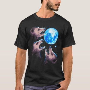 Three Opossums Howling at the Moon Funny Possum 3  T-Shirt