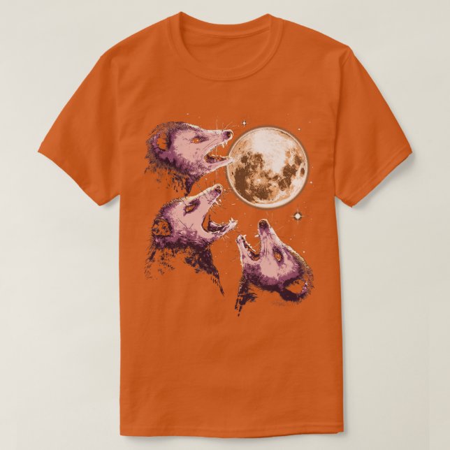 Three Opossums Howling at the Moon Funny Possum 3  T-Shirt (Design Front)