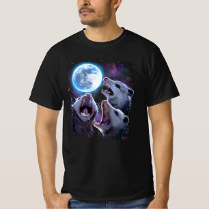 Three Opossums Howling at the Moon Funny Possum T-Shirt