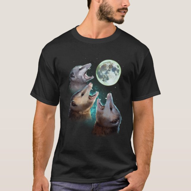 Three Opposum Moon With 3 Possums And Dead Moon Co T-Shirt (Front)