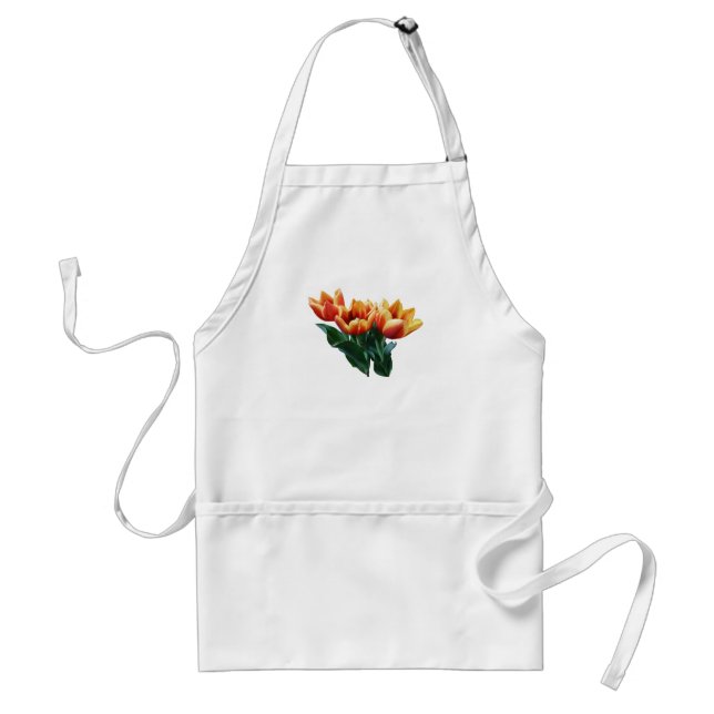 Three Orange and Red Tulips Standard Apron (Front)