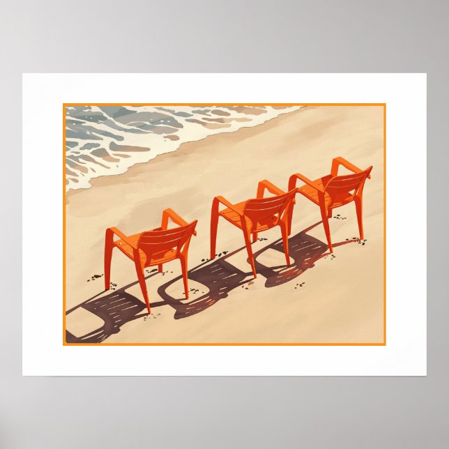Three orange beach chairs poster (Front)