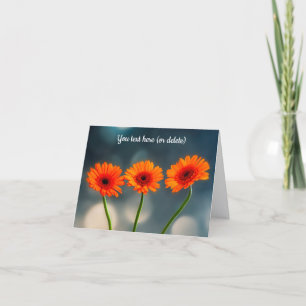 Three Orange Gerberas in a Row Greeting Card