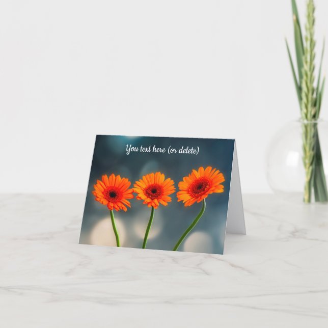 Three Orange Gerberas in a Row Greeting Card (Front)