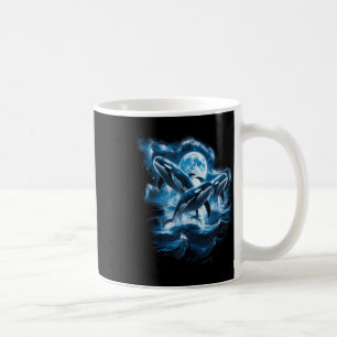 Three Orcas Moon Retro Ocean Nature Marine Animal Coffee Mug