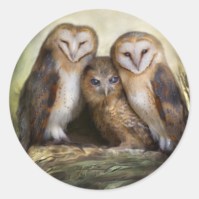 Three Owl Moon Art Sticker (Front)