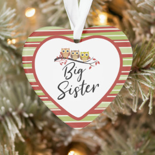 Three Owls On a Branch Big Sister Ornament