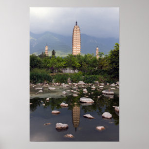 Three Pagodas of Dali, Zhonghe - Yunnan, China Poster