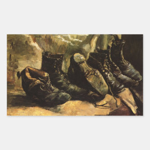 Three Pairs of Shoes by Vincent van Gogh Rectangular Sticker