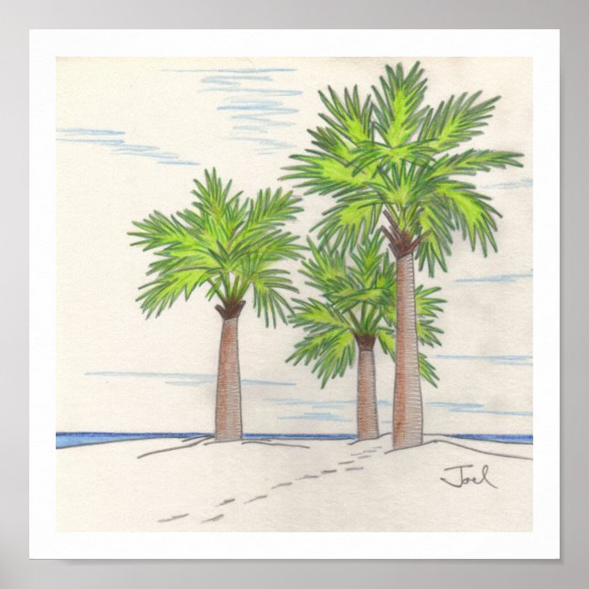 THREE PALMS print (11"x11") (Front)