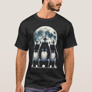 Three Pandas Howling at Moon Like Three Wolves T-Shirt