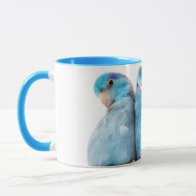 Three Parrots Pacific Blue Parrotlet Mug Cup Art (Left)