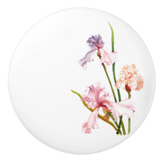 Three Pastel Irises Ceramic Pull