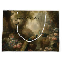 three peacocks in English garden, customisable 