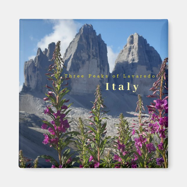 Three Peaks of Lavaredo Wildflowers Italy Magnet (Front)