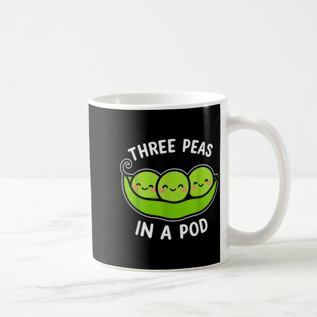 Three Peas In A D Cute Kawaii Funny  Coffee Mug (Right)